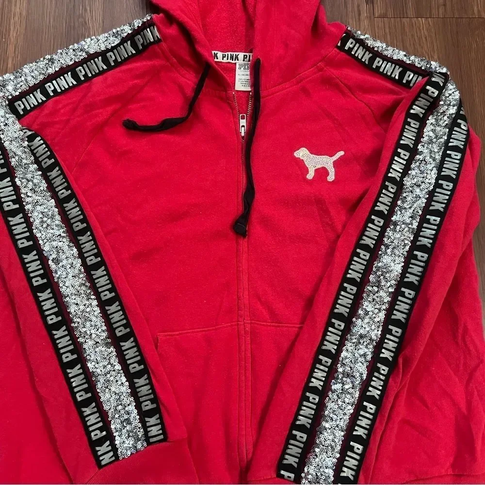 PINK VS RED BLING HOODIE / JOGGERS OUTFIT SET XL